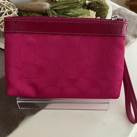 Coach Hot Pink Wristlet Signature Jacquard Wristlet Clutch - Picture 2 of 10